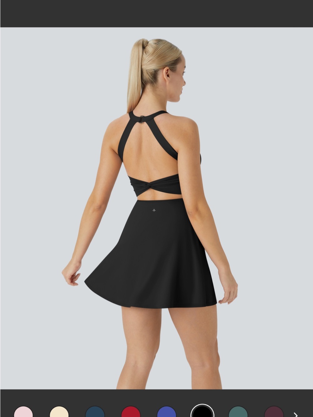 HALARA Black Twist-Back Active Dress built in shorts